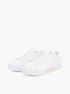Leather Cupsole Court Trainers — White 2