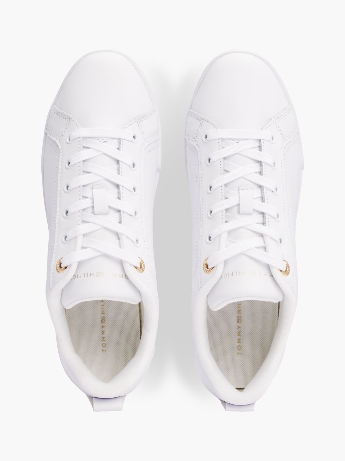 Leather Cupsole Court Trainers — White