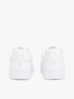 white leather cupsole court trainers for women tommy hilfiger