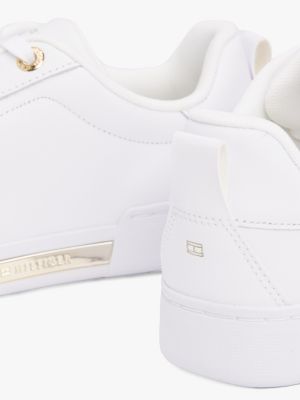 weiß court-ledersneaker mit cupsole für damen - tommy hilfiger