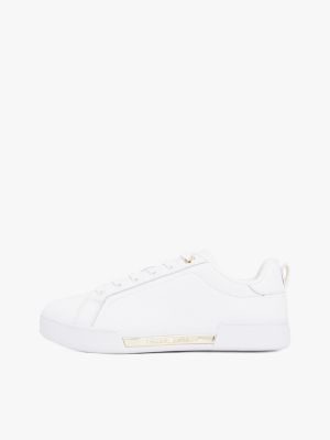 white leather cupsole court trainers for women tommy hilfiger