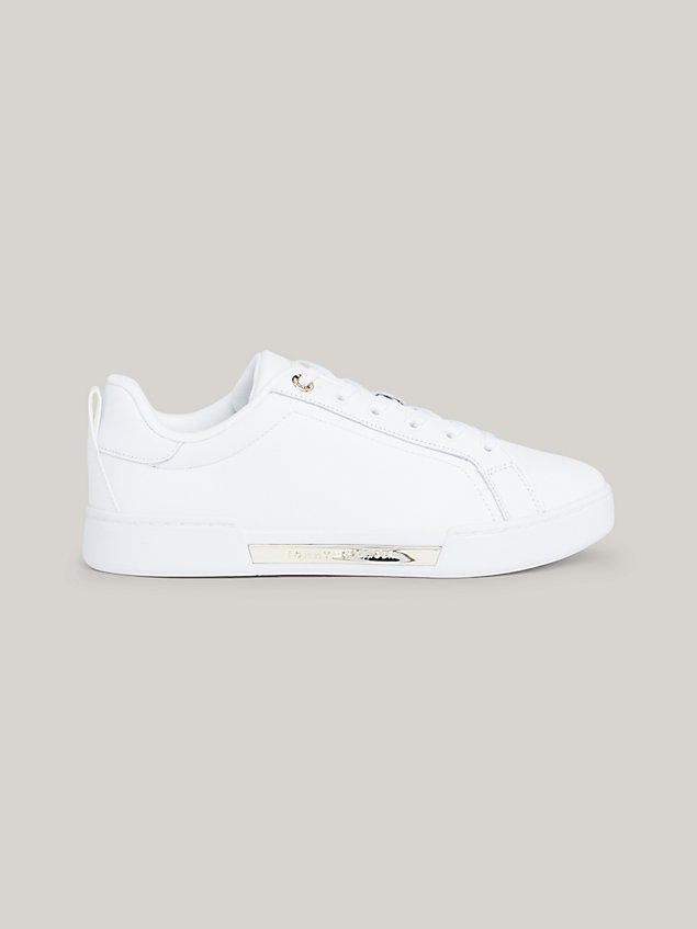 white leather cupsole court trainers for women tommy hilfiger