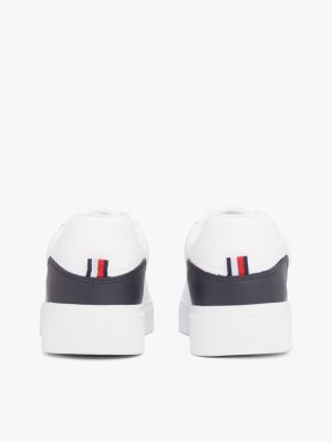 white elevated essential leather court trainers for women tommy hilfiger