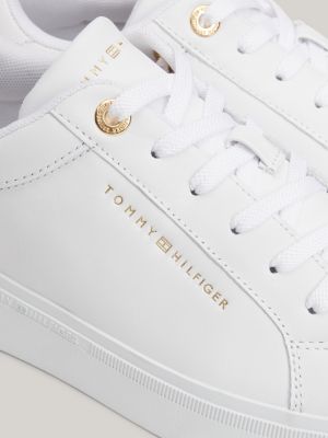 Elevated Essential Leather Court Trainers | White | Tommy Hilfiger