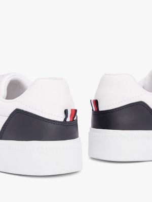 white elevated essential leather court trainers for women tommy hilfiger