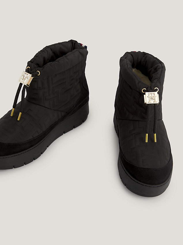 black th monogram suede snow boots for women tommy hilfiger