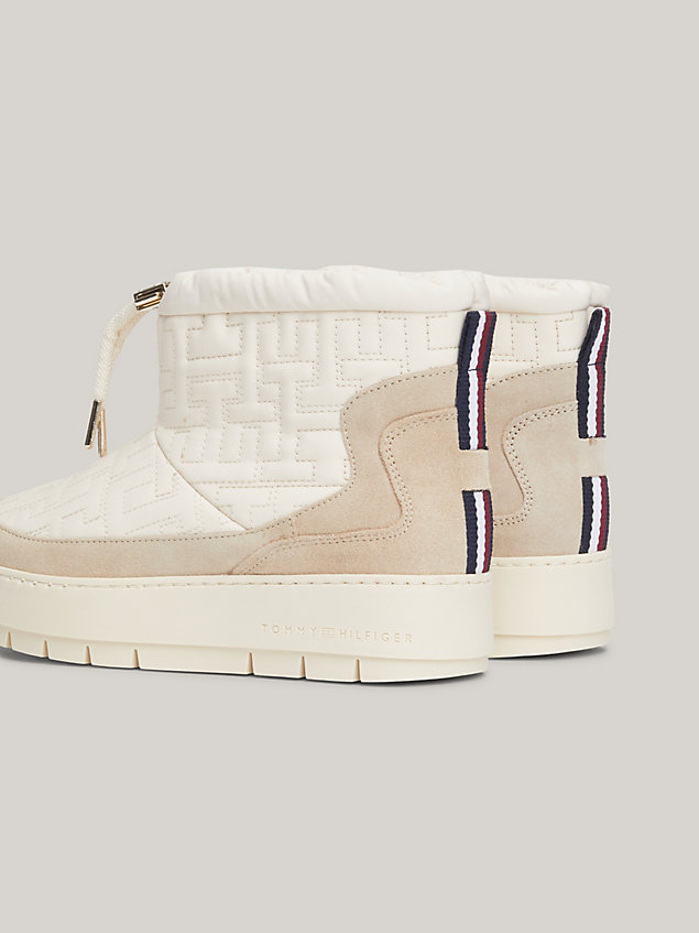 white th monogram suede snow boots for women tommy hilfiger