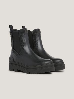 symaskine tema Identitet Leather Felt Panel Chelsea Boots | BLACK | Tommy Hilfiger
