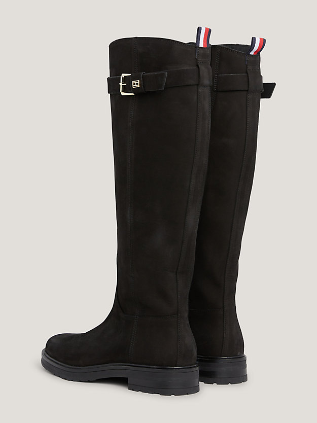 Essential Nubuck Leather Buckle Boots | Black | Tommy Hilfiger