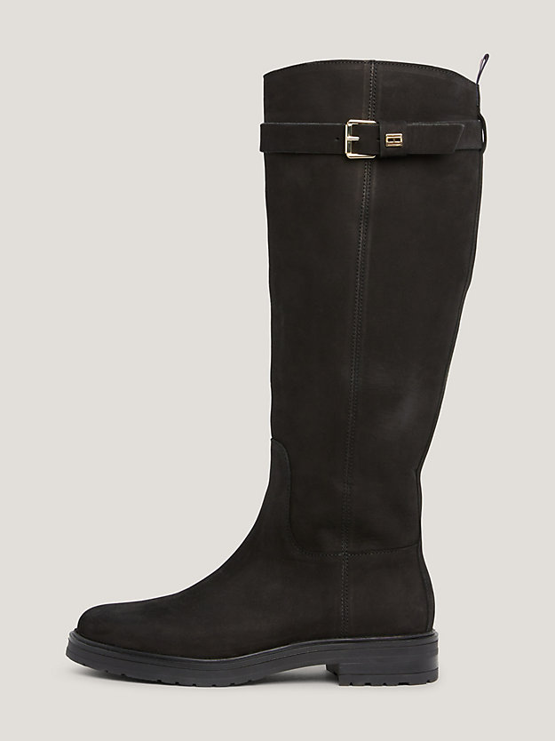 Essential Nubuck Leather Buckle Boots | Black | Tommy Hilfiger