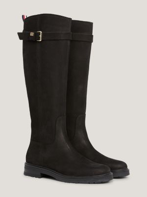 Essential Nubuck Leather Buckle Boots Black Tommy Hilfiger