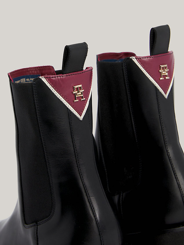 bottines chelsea elevated compensées en cuir black pour femmes tommy hilfiger