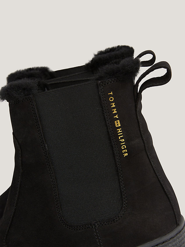 black essential warmer chelsea-boot aus leder für damen - tommy hilfiger