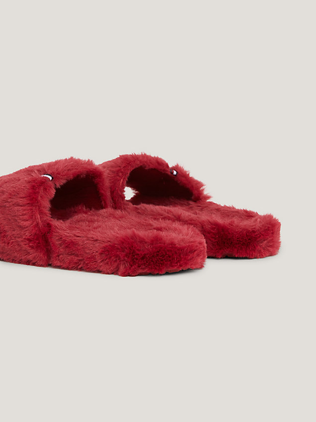 slippers in pelliccia sintetica red da donna tommy hilfiger