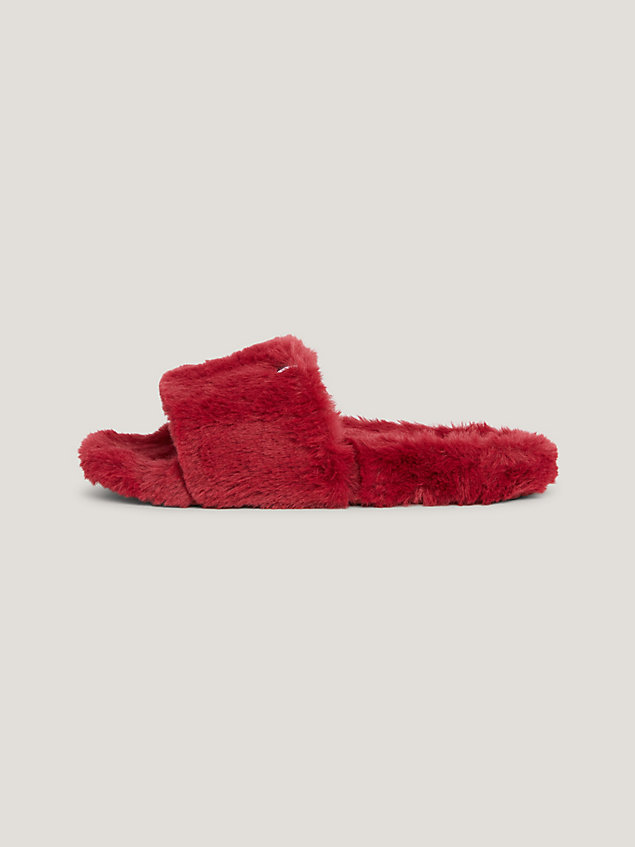 slippers in pelliccia sintetica red da donna tommy hilfiger