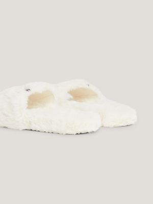 Faux Fur Slipper Slides White Tommy Hilfiger