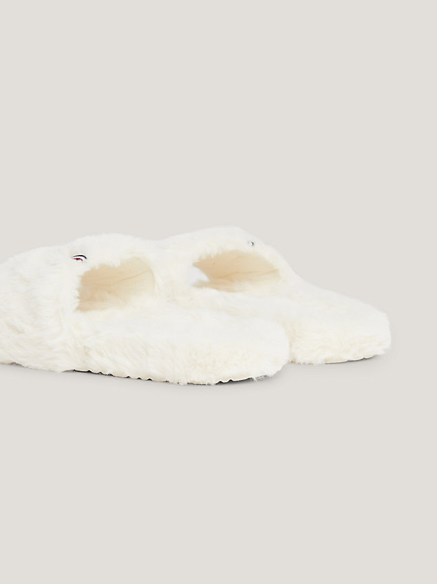 white faux fur slipper slides for women tommy hilfiger