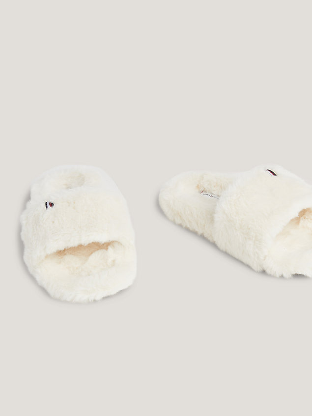 slippers in pelliccia sintetica white da donna tommy hilfiger