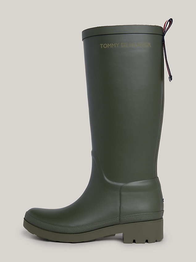 khaki signature tape rubber boots for women tommy hilfiger