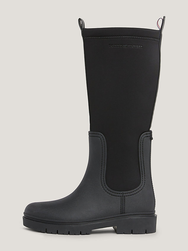 black essential long rain boots for women tommy hilfiger