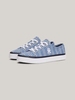 Canvas sneaker met gestreepte textielrand Blauw Tommy Hilfiger
