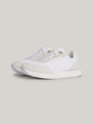 Suede Mixed Texture Runner Trainers | White | Tommy Hilfiger