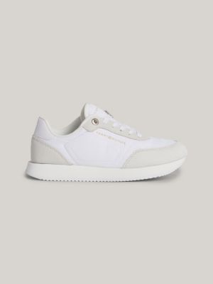 Suede Mixed Texture Runner Trainers | White | Tommy Hilfiger