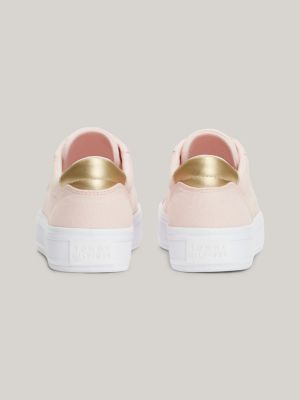 Metallic Heel Canvas Trainers Pink Tommy Hilfiger