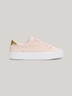 Nubuck Leather Platform Court Trainers Pink Tommy Hilfiger