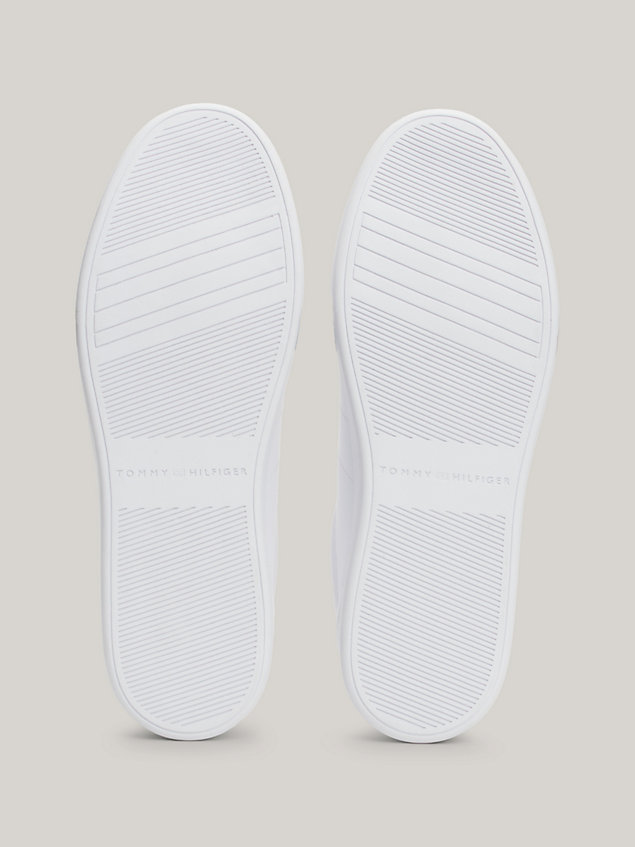 white essential elevated court-sneaker aus leder für damen - tommy hilfiger