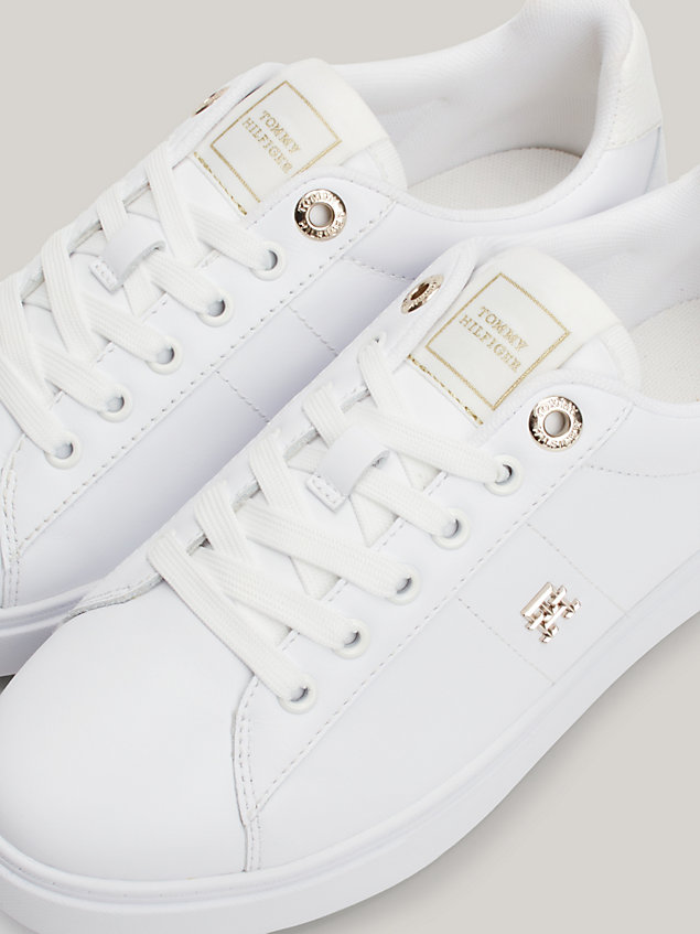 white essential elevated court-sneaker aus leder für damen - tommy hilfiger
