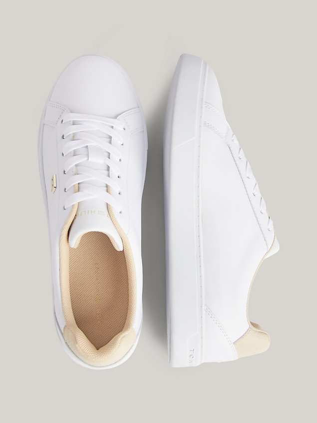 white essential leather cupsole court trainers for women tommy hilfiger