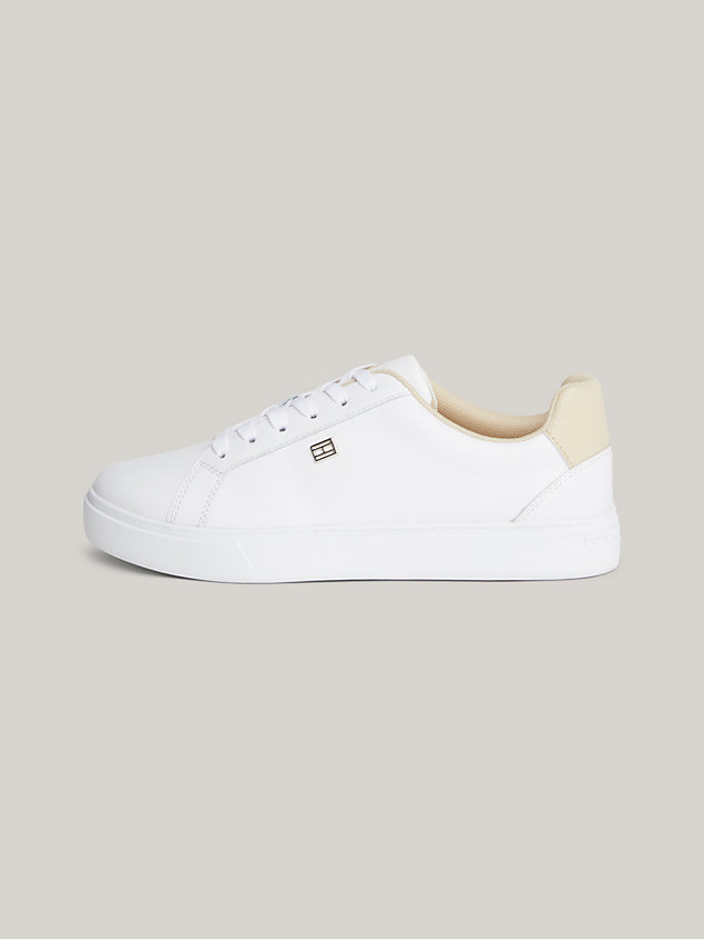 white essential leather cupsole court trainers for women tommy hilfiger