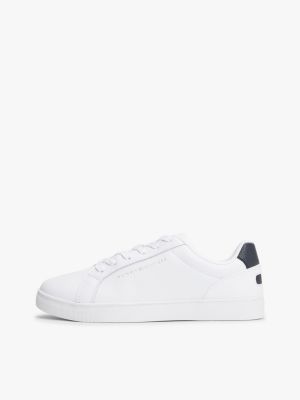 baskets en cuir à semelle cuvette blanc pour femmes tommy hilfiger