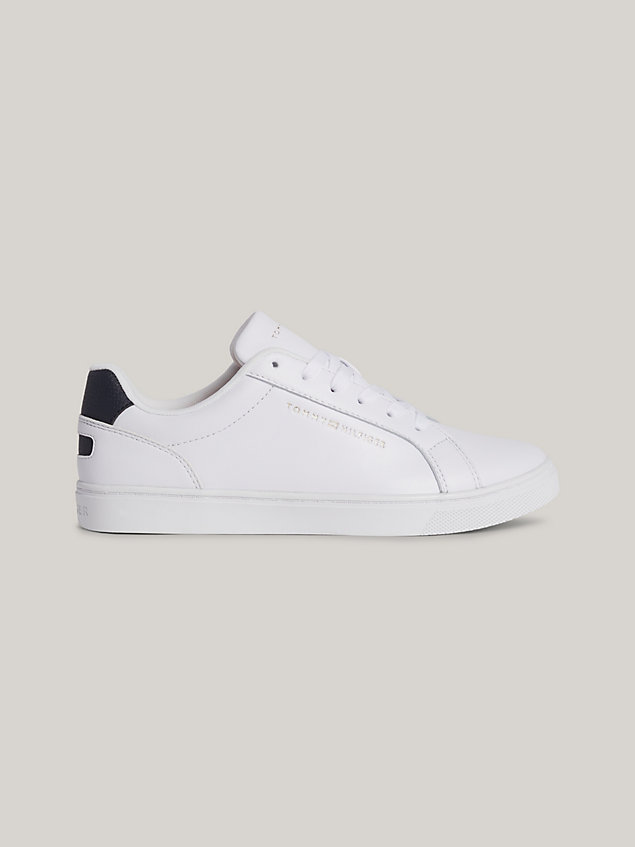 white essential leather cupsole trainers for women tommy hilfiger