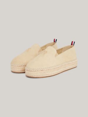 Espadrilles compensees en daim Beige Tommy Hilfiger