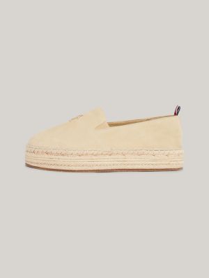 espadrillas in camoscio con suola alta beige da donne tommy hilfiger