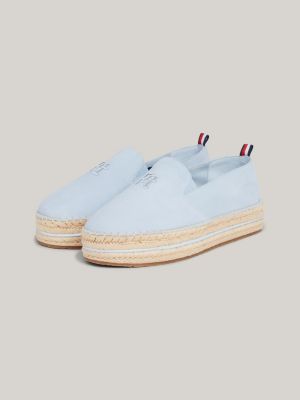 espadrillas in camoscio con suola alta blu da donne tommy hilfiger