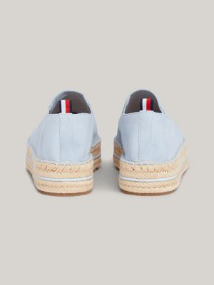 Espadrilles compensees en daim Bleu Tommy Hilfiger