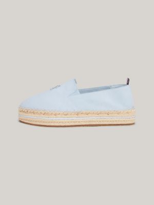 espadrillas in camoscio con suola alta blu da donne tommy hilfiger