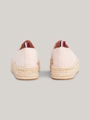 espadrillas in camoscio con suola alta rosa da donne tommy hilfiger