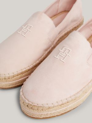 espadrillas in camoscio con suola alta rosa da donne tommy hilfiger