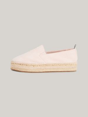 espadrillas in camoscio con suola alta rosa da donne tommy hilfiger