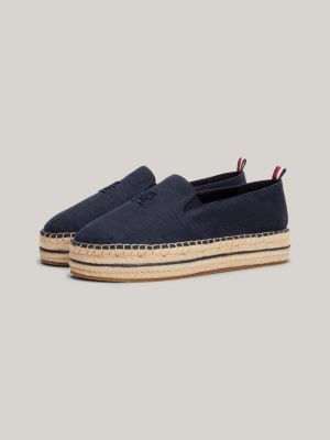 espadrillas in tela con suola alta blu da donne tommy hilfiger