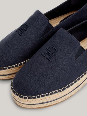 espadrillas in tela con suola alta blu da donne tommy hilfiger