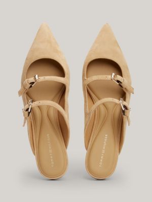 Suede Pointed Mules Khaki Tommy Hilfiger