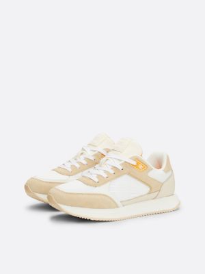 sneakers elevated antiscivolo in camoscio beige da donne tommy hilfiger