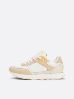 sneakers elevated antiscivolo in camoscio beige da donne tommy hilfiger