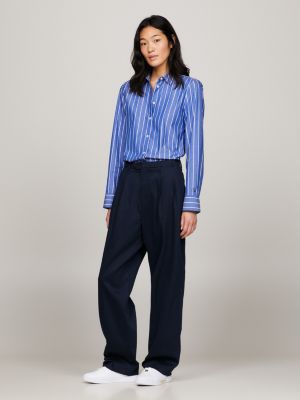 white cupsole-court-sneaker aus leder mit logo für damen - tommy hilfiger