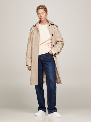 grey cupsole-court-sneaker aus leder mit logo für damen - tommy hilfiger